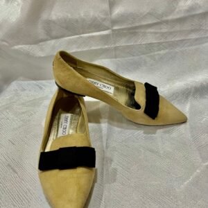 JIMMY CHOO Pointed Toe Beige Ribbon flat pumps size 36 1